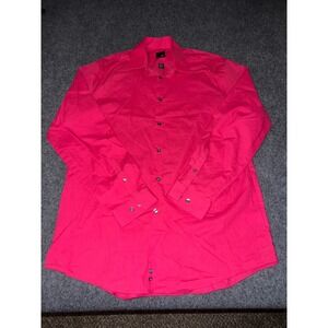 JF J.Ferrar Mens Slim Fit Dress Shirt Pink Long Sleeve Button Up Size L 16-16.5